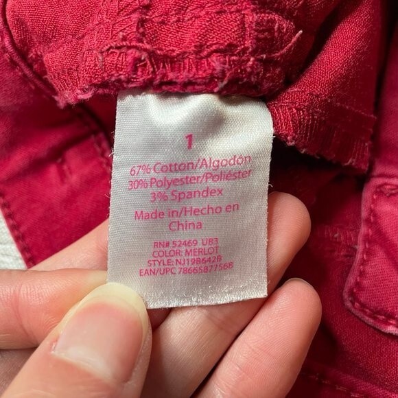 NoBo Mid Rise Skinny Cutoff Cut Off Cuffed Jean Shorts Deep Dark Red 1 Buttons - Picture 6 of 9